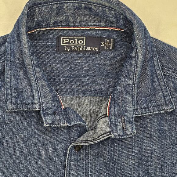 Polo Ralph Lauren denim men's shirt preppy traditional casual dark Medium - Picture 3 of 9